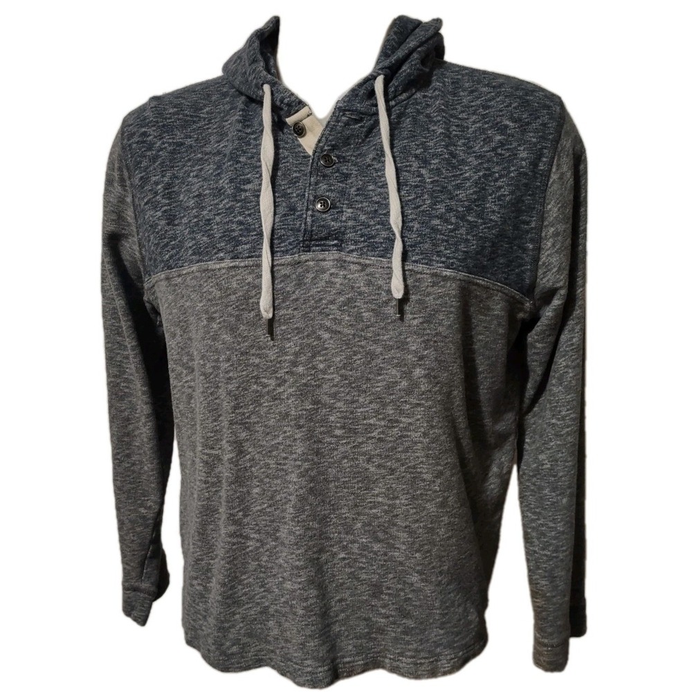 Lucky Brand Hoodie Men's Large Henley Huntington Hoodie Color Block Sweatshirt.